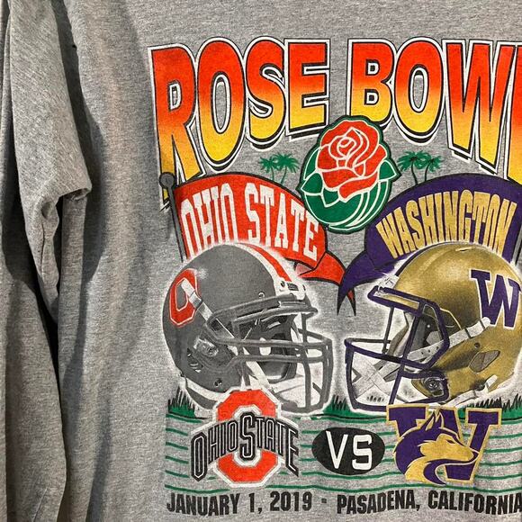2019 Grey Buckeyes vs Huskies Rose Bowl Long Sleeve‎ T-shirt Medium - Picture 2 of 5